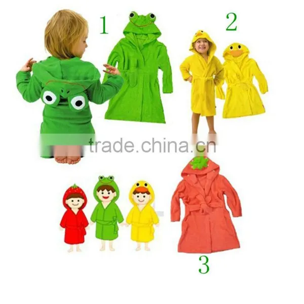 100% Cotton Breathable Frog and Duck Design Baby Bath Robe/kids Bath Robes