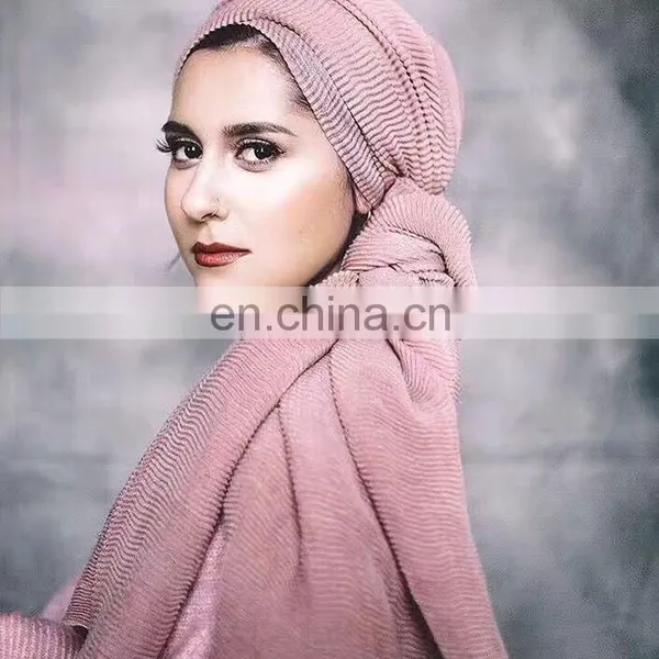 Customize Wholesale Women Stylish Dubai Muslim Scarf Hijab Wrinkle Scarf Hijab