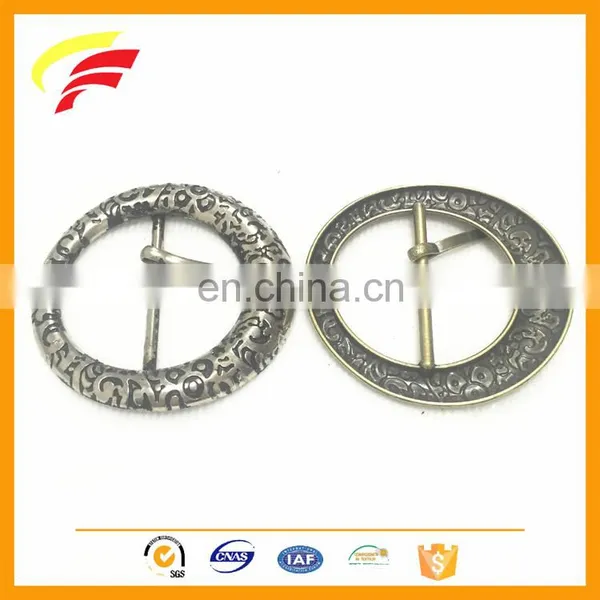 Metal Vintage Rounds Shape Pin Buckle Antique Style Tri-glide Belt Buckle photo-3