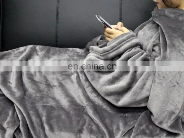 Extra Soft Flannel Fleece Blanket With Sleeves,warm Cozy Adult TV Blanket Wrap Throw Blanket for Sofa Couch