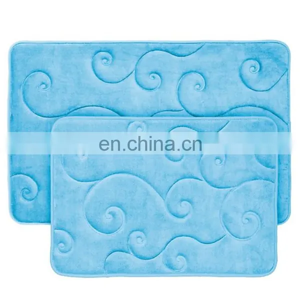 Custom Comfortable 2 Pcs Pack Indoor Non Slip Toilet Shower Memory Foam Bathroom Bath Rug Mat Set photo-3