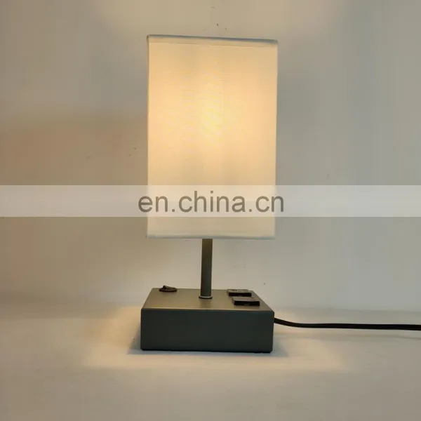 Bedroom Bedside Hotel Room Modern Minimalist Metal Fabric USB Three Socket Lamp photo-5
