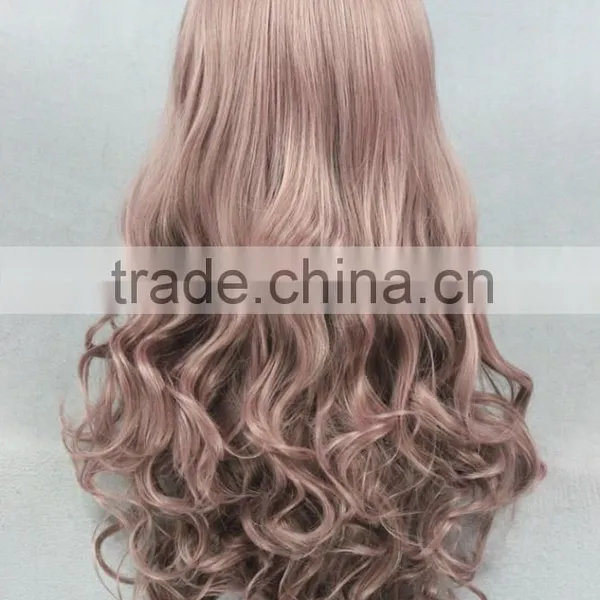 Wholesale 65CM Medium Light Brown Curly Wave Lolita Women Fashion Synthetic Hair Wig photo-4