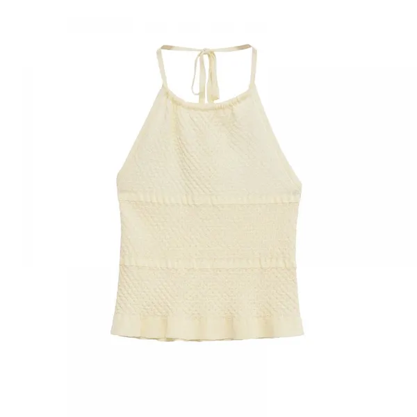 Spring and summer new French one shoulder lace sexy off shoulder irregular casual sleeveless T-shirt