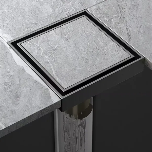 Modern 4 Inch Square Invisible Brass Shower Floor Drain Insert Anti-Odor Polished Chrome for Hotels Bathrooms Kitchens Sinks photo-4