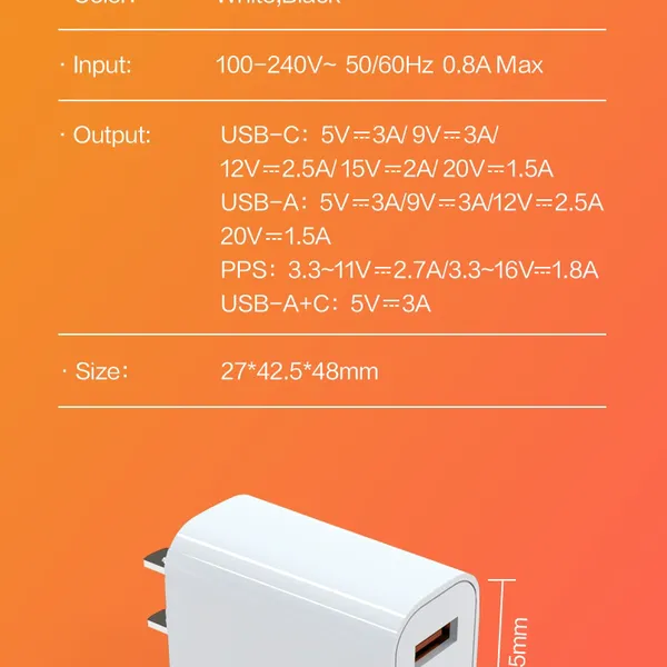 30W USB-C and USB-A PD Fast Charger Compact Wall Adapter for IPhone Samsung and IPad photo-5