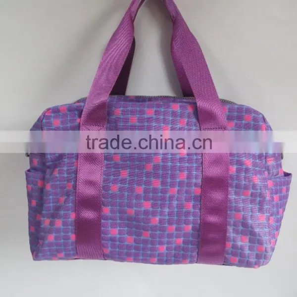 2016 New Korean Style Checked Fabric Purple Handbag Bag for Women Daily Shopping photo-2