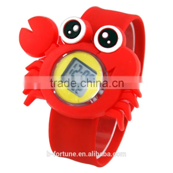 LP1511 Red Color Silicone Slap Bracelet LCD Watch photo-3