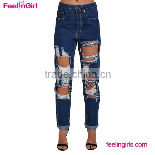 New Fashion Ripped Damaged Jeans Pants photo-3