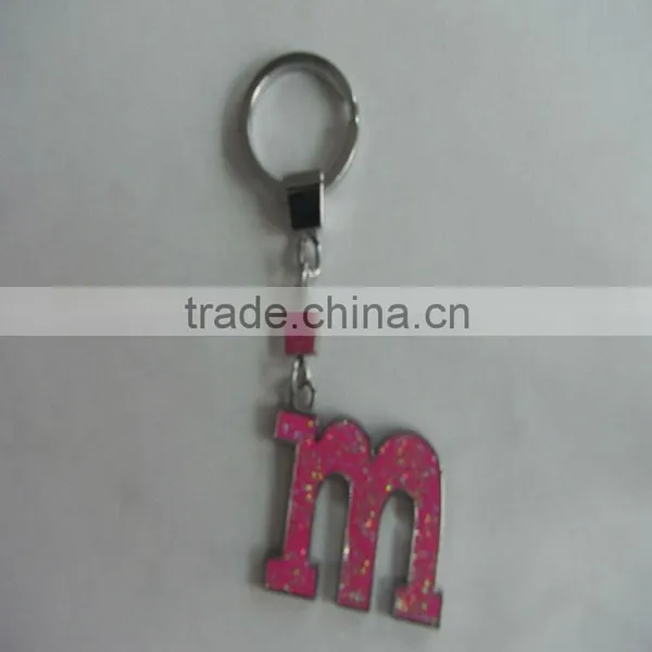 Fashion Zinc Alloy Enamel Crown Designs m Letter Keychain