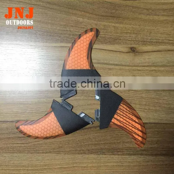Orange Half Carbon FCS II G5 M Fins With Fiberglass and Bamboo Material for Surfing 002 Size M photo-3