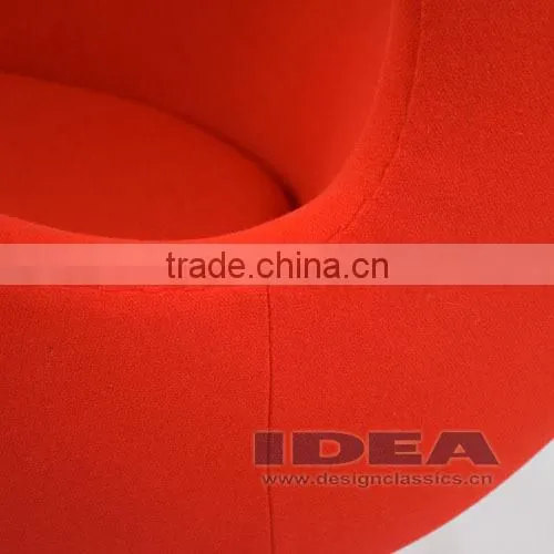 Replica Arne Jacobsen Egg Chair - Red Wool Fabric - Polished Aluminum Base photo-6
