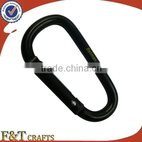 Cheap Black D Shaped Aluminum Alloy Snap Clip Aluminum Carabiner Keychain photo-3