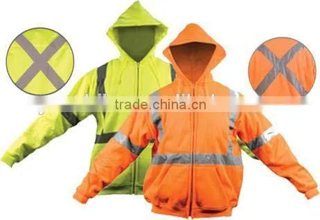 HI VIZ VISIBILITY REFLECTIVE HOODIE POLAR FLEECE SAFETY WORKWEAR
