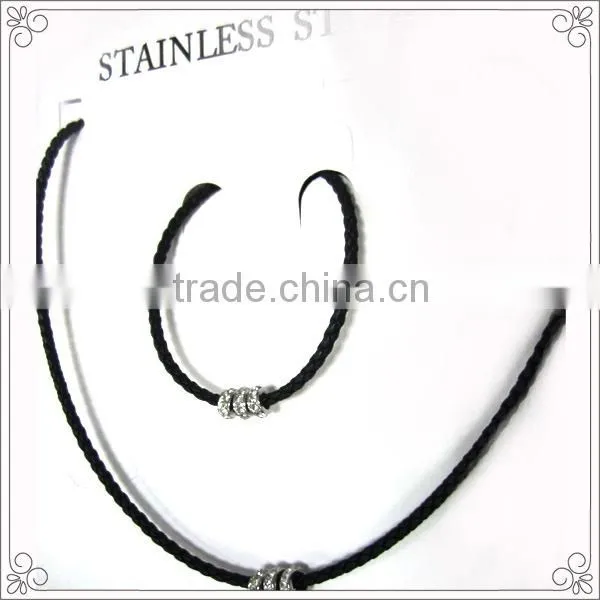 Steel Clasp Bridal Crystal Jewelry Set With Genuine Leather photo-3