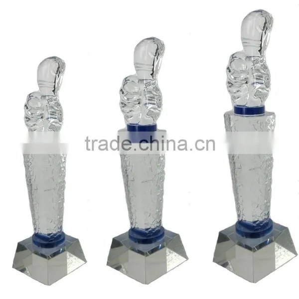 K9 Blue Crystal Direct Customized Thumb Shape Award With Base Crystal Hand Trophy photo-2