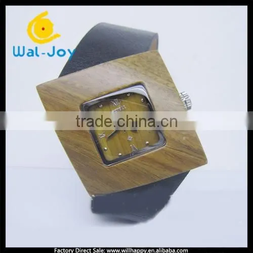 Wood Case With Leather Band Styish Charming Custom Water Resistant Watch(WJ-3917)