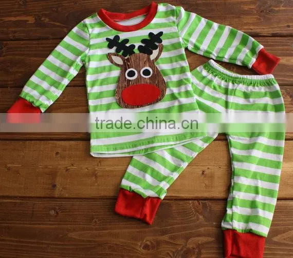 Children Christmas Pajamas/organic Cotton Pajamas Red&green Dot&stripe photo-3