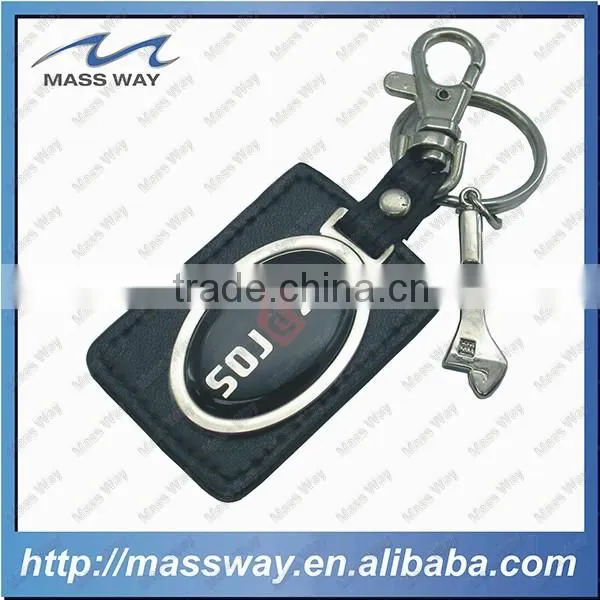 Customized Oval Shape Custom Metal Leather Key Ring photo-2