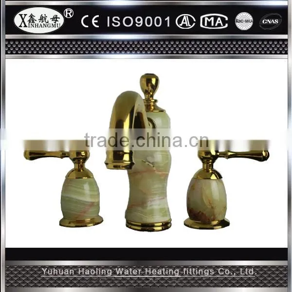 Brass Material Natural Jade Faucets Bathroom Antique Gold Plating Faucet photo-2