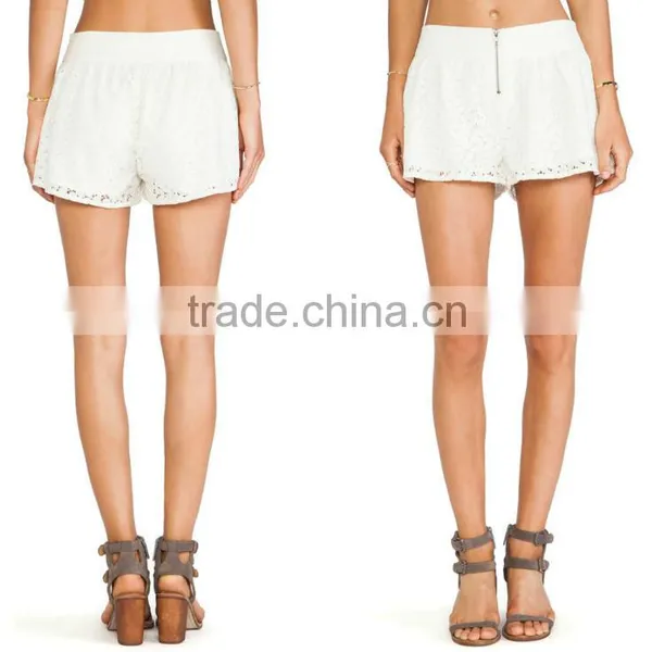 Ladies Crochet White Lace Shorts