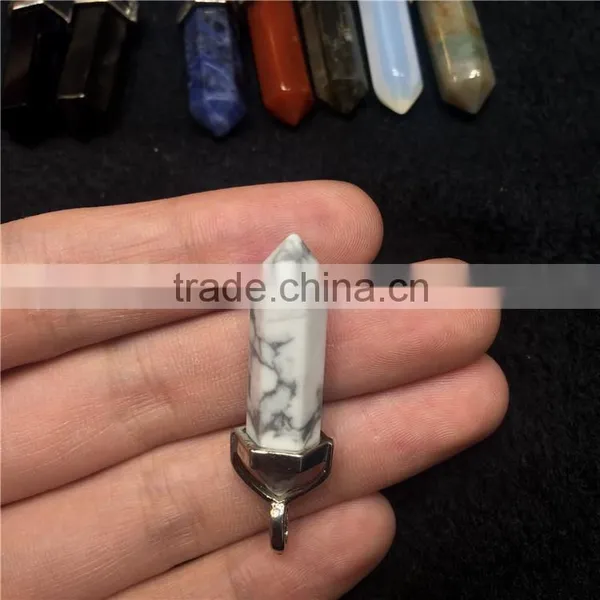 Natural Crystal Stone Point Small Pillar Pendant For Necklace photo-3