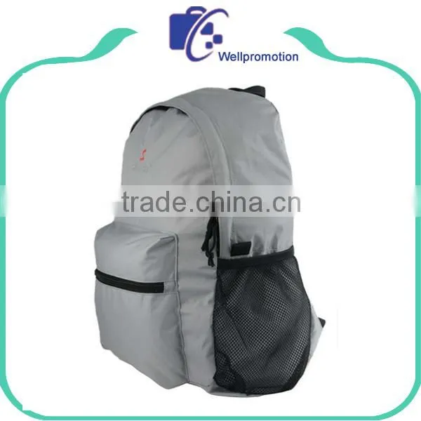 Cheap Grey Fashion Textile Backpack With Mesh Pockets photo-3