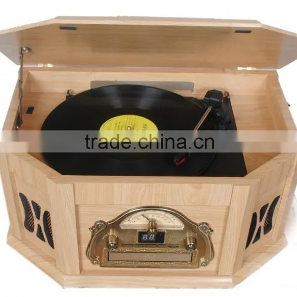 Rain Lane Elegant Furniture Wooden 6-in-1 Vinyl Record Player photo-5