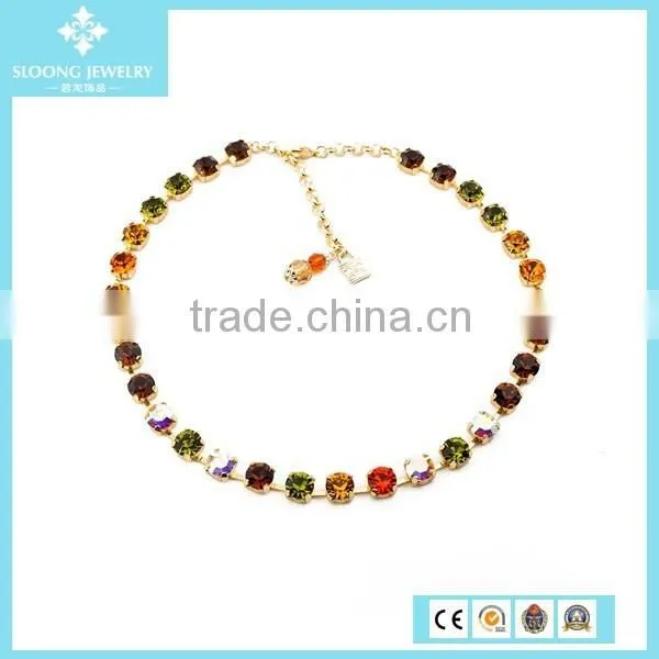 Yiwu Elegant Green Shine Crystal Copper Chain Necklace 2015 photo-3