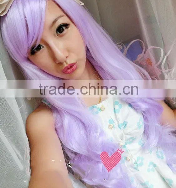 Fashion Sexy Style Light Purple Cosplay Party Hair Charming Women's Girls Hair Colorfull Long Wavy Wigs photo-6