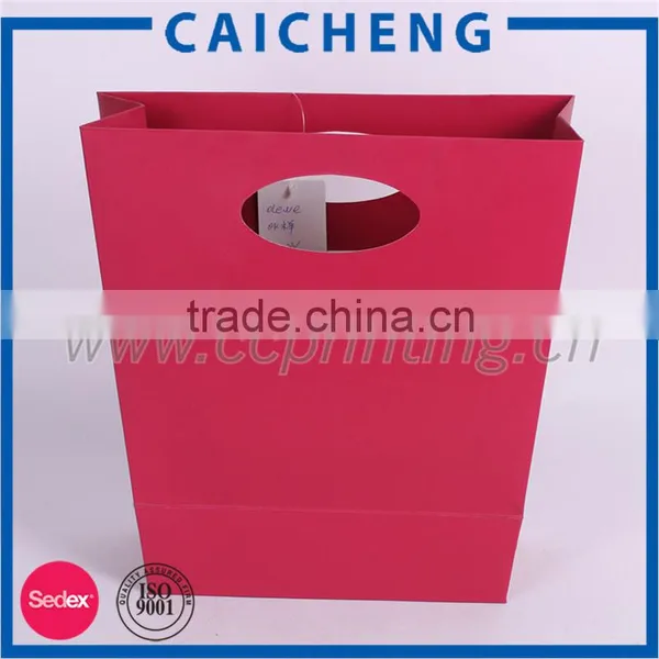 Plain Red Kraft Paper Shopping Bag for Christmas Gift photo-3