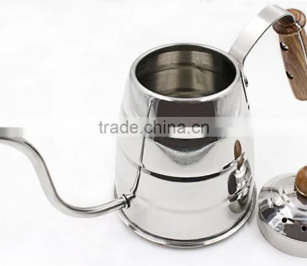 Pour Over Coffee Kettle Hand Drip Kettle Premium Stainless Steel Gooseneck Tea Kettle Wooden Ergonomic Handle photo-3