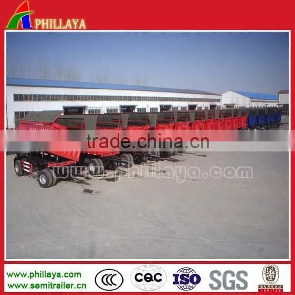 2 Axle 15-30ton Side Wall Dumper Self Unloading Full Trailer Draw Bar Truck Trailer photo-2