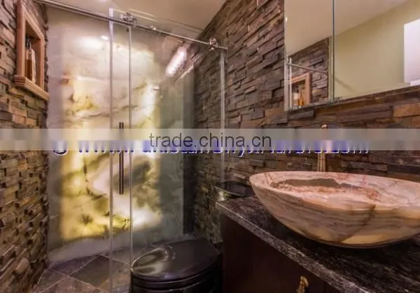 CUSTOM DESIGN ONYX BATHROOM COUNTERTOPS photo-4