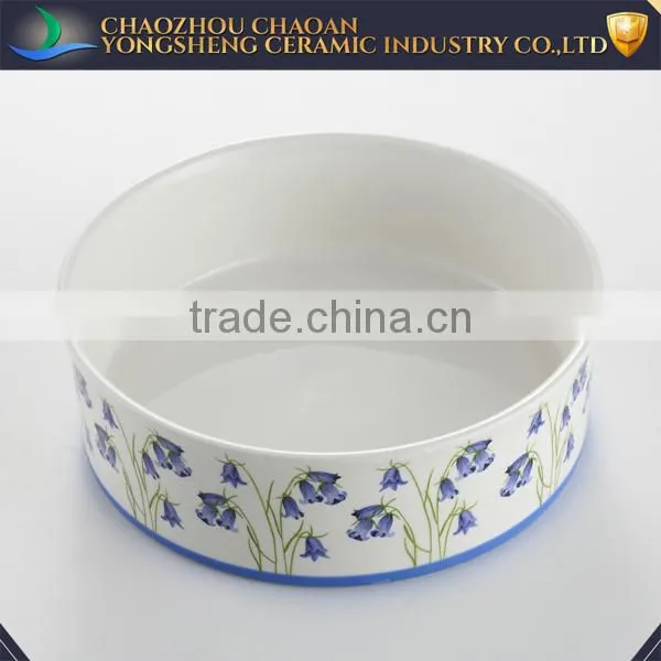 Wholesale Ceramic Pet Product of Dog With Blue Flower Decal photo-2