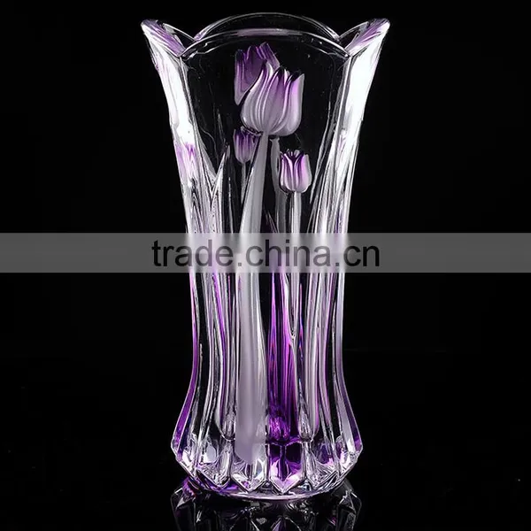 Beautiful Elegant Glass Vase With Flower Embossed, Glass Jardiniere ,glass Bottle photo-5