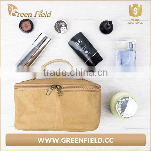 Nice Design Brown Kraft Paper Cosmetic Makeup Bag With Handle photo-3