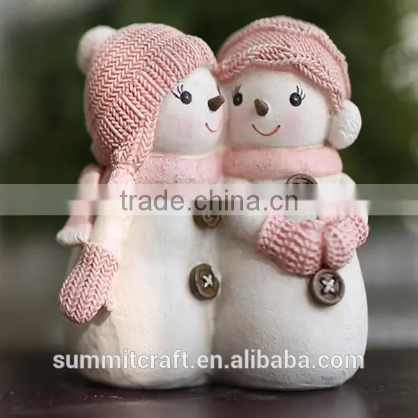 3" Miniature Glittered Resin Chinese Christmas Snowman Figurines photo-2