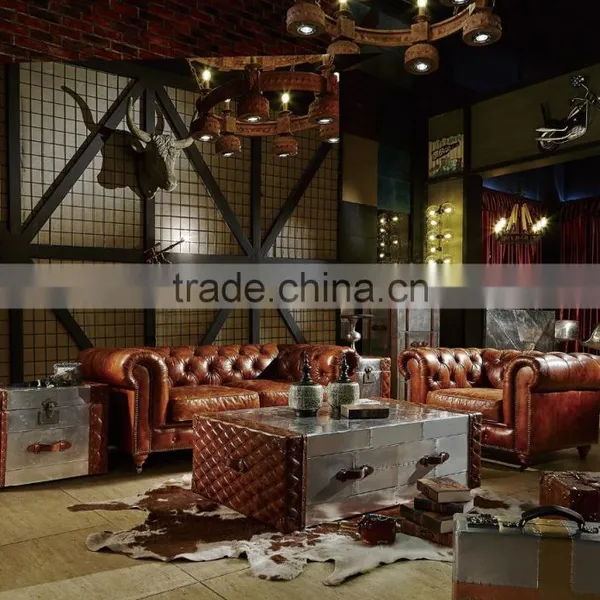America Style High End Vintage Retro Style Genuine Leather Sofa S106# photo-4