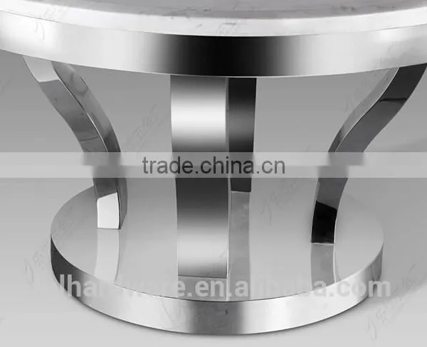 Stainless Steel Base Round Dining Table With Marble Top photo-3