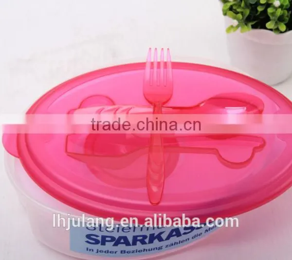 BPA-FREE Plastic Salad Lunch Box Set With Ice Pack Dressing/Food Grade Plastic Lunch Box Set With Fork photo-4