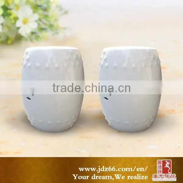 Flower and Birds Design White Ceramic Garden Stool photo-5