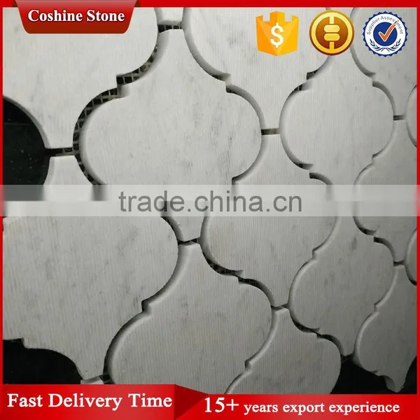 Popular Morden Lantern Shape Carrara Stone Mosaic Tile Kitchen Backsplash photo-3