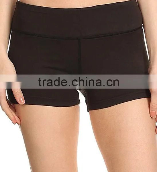 Running Shorts Black Women Wholesale Custom Made Plain Dyed Polyester Spandex Solid Sport Wear Shorts photo-5