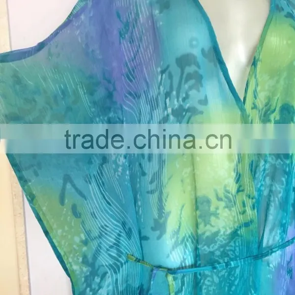 Printed Chiffon Kaftan CAFTAN Tunic Poncho Blouse Cover Up photo-2