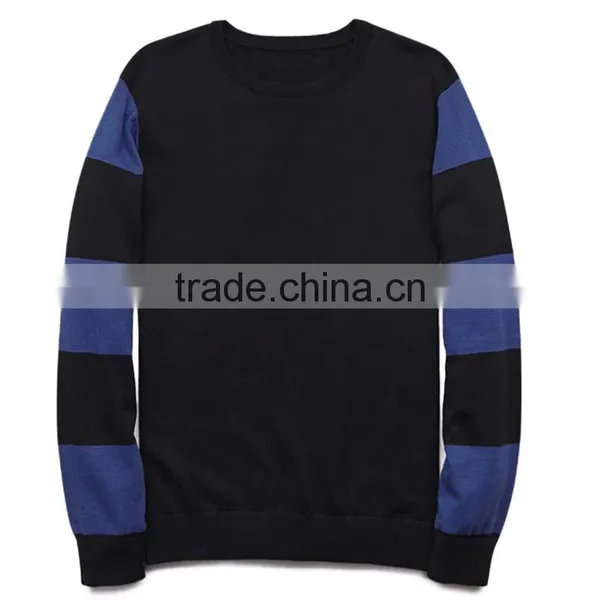 Navy Stripes Long Sleeve Fine Knit Crew Neck Cotton Sweater Pullover Male photo-4