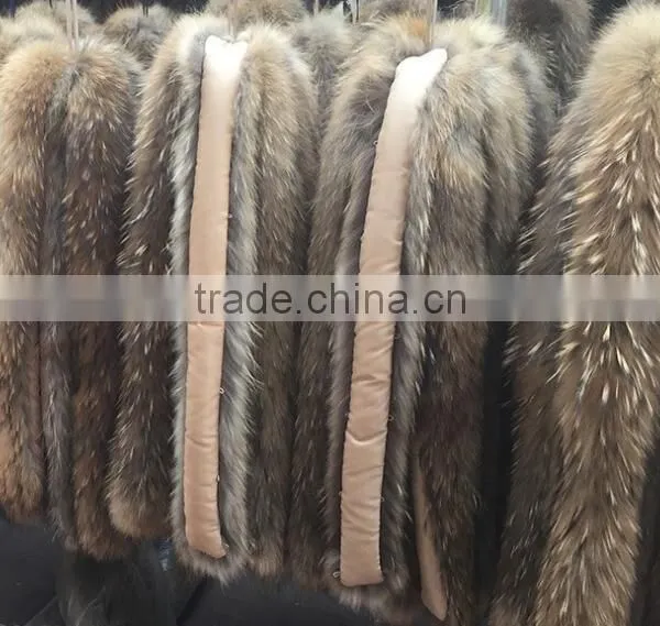 BBG-H-9 Natural Color Real Raccoon Fur Trim for Hood photo-3