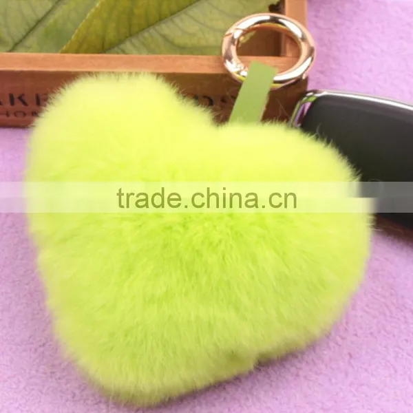 Myfur Korea Style High Quality Rex Rabbit Fur Heart Pattern Keychain Bag Charm Car Pendant Accessory photo-5
