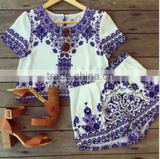 Walson Walson Women Sexy Summer Casual Chiffon Short Sleeve Top T-Shirt +Shorts Outfit photo-2
