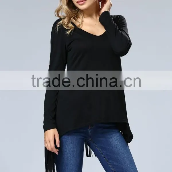 Fashion Blouse Back Lace Design Long Sleeve Korean Blouse For Wholesale 2017 photo-4